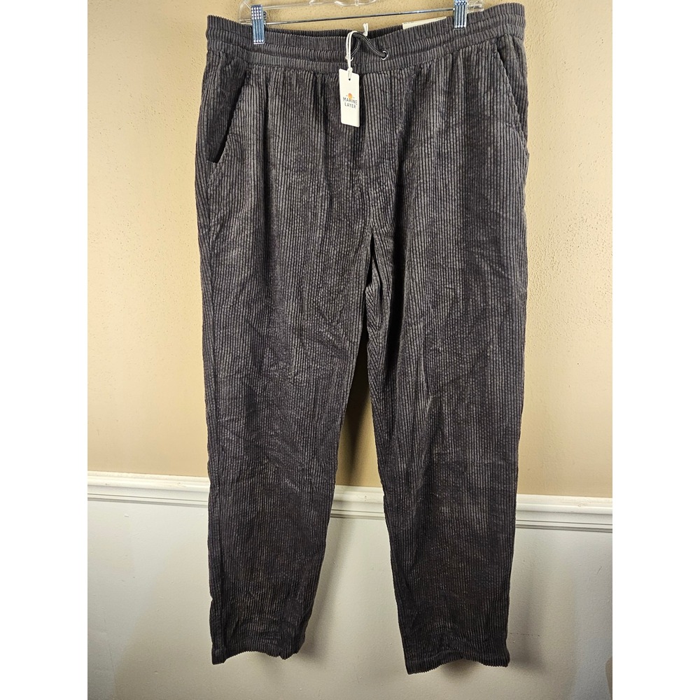 NWT Marine Layer Mens Gray Relaxed Fit Saturday Corduroy Pants XL x 32